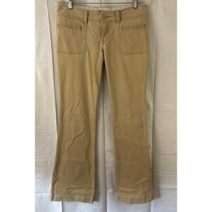 Hollister Low Rise Flare Leg Chino Flap Pocket Khaki Pants Size 5 Y2K 32x7.5x32